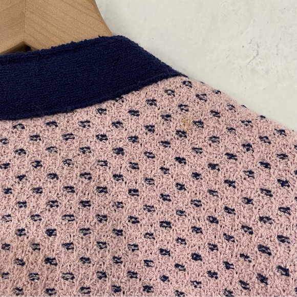 Castleberry Women’s 10 Vintage Pink Navy Button up V Neck Blazer Jacket - Picture 5 of 8